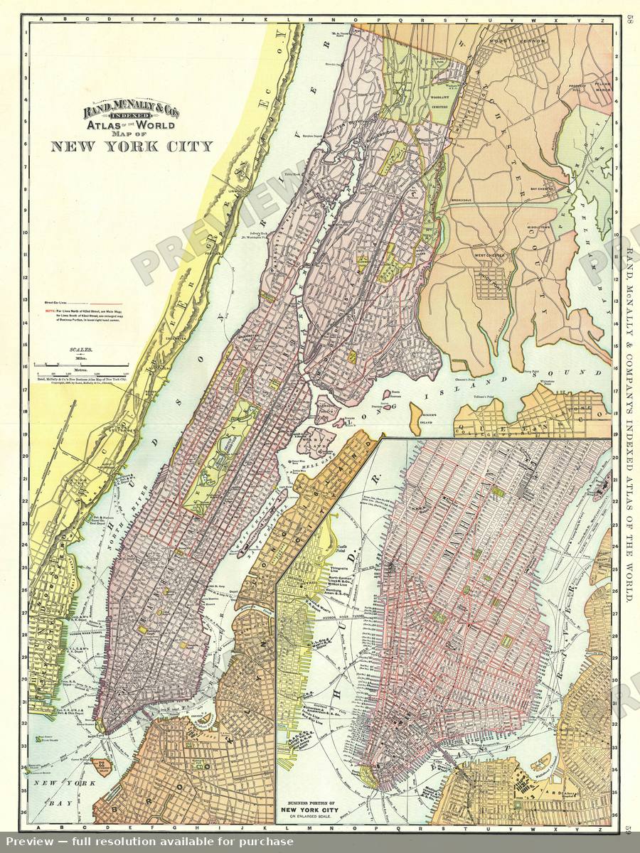 Antique map: New York City, 1893
