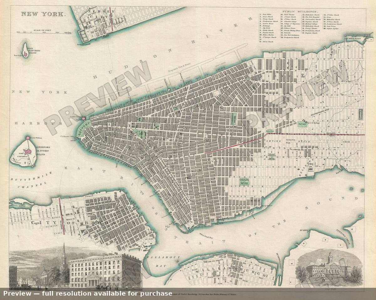 Antique map: New York City, 1840