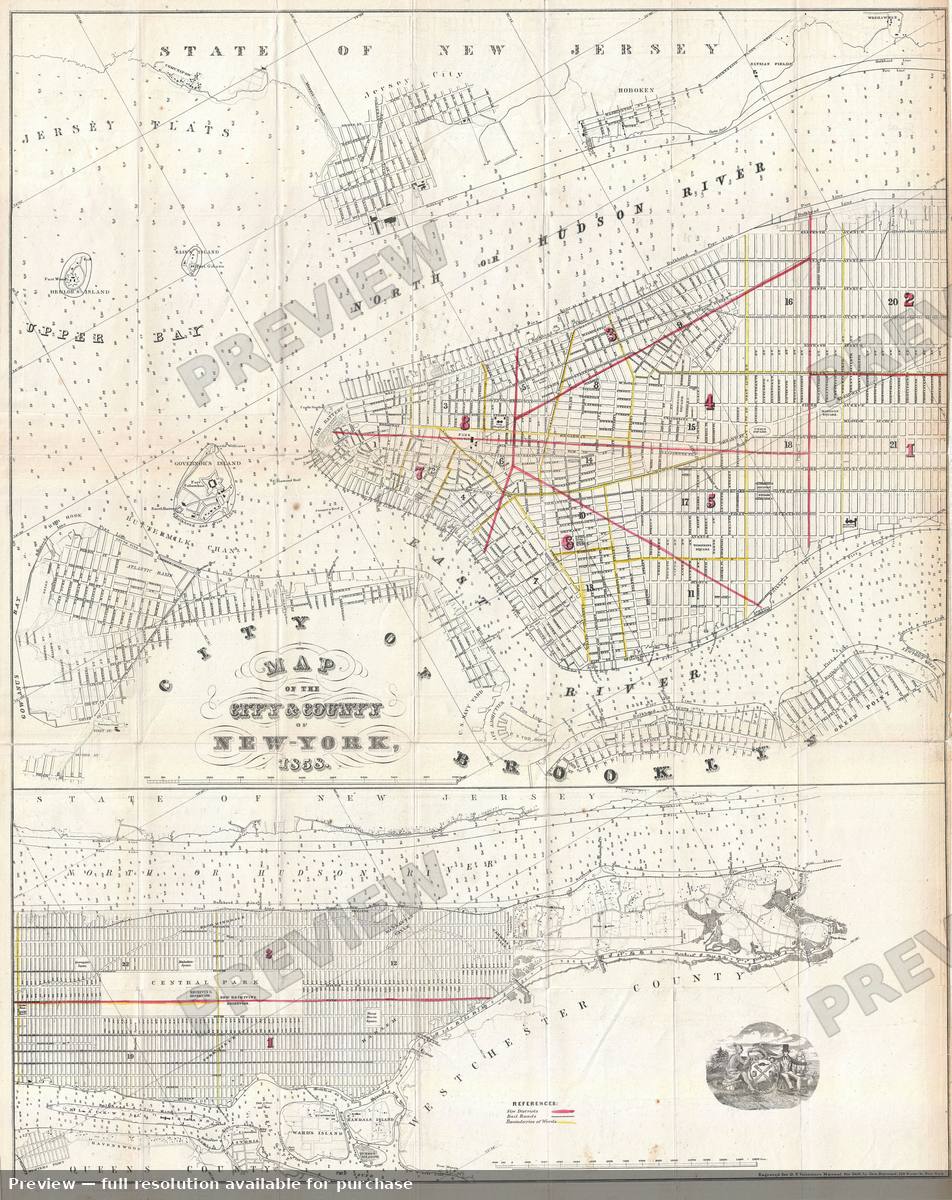 Antique map: New York City, 1858, 1858