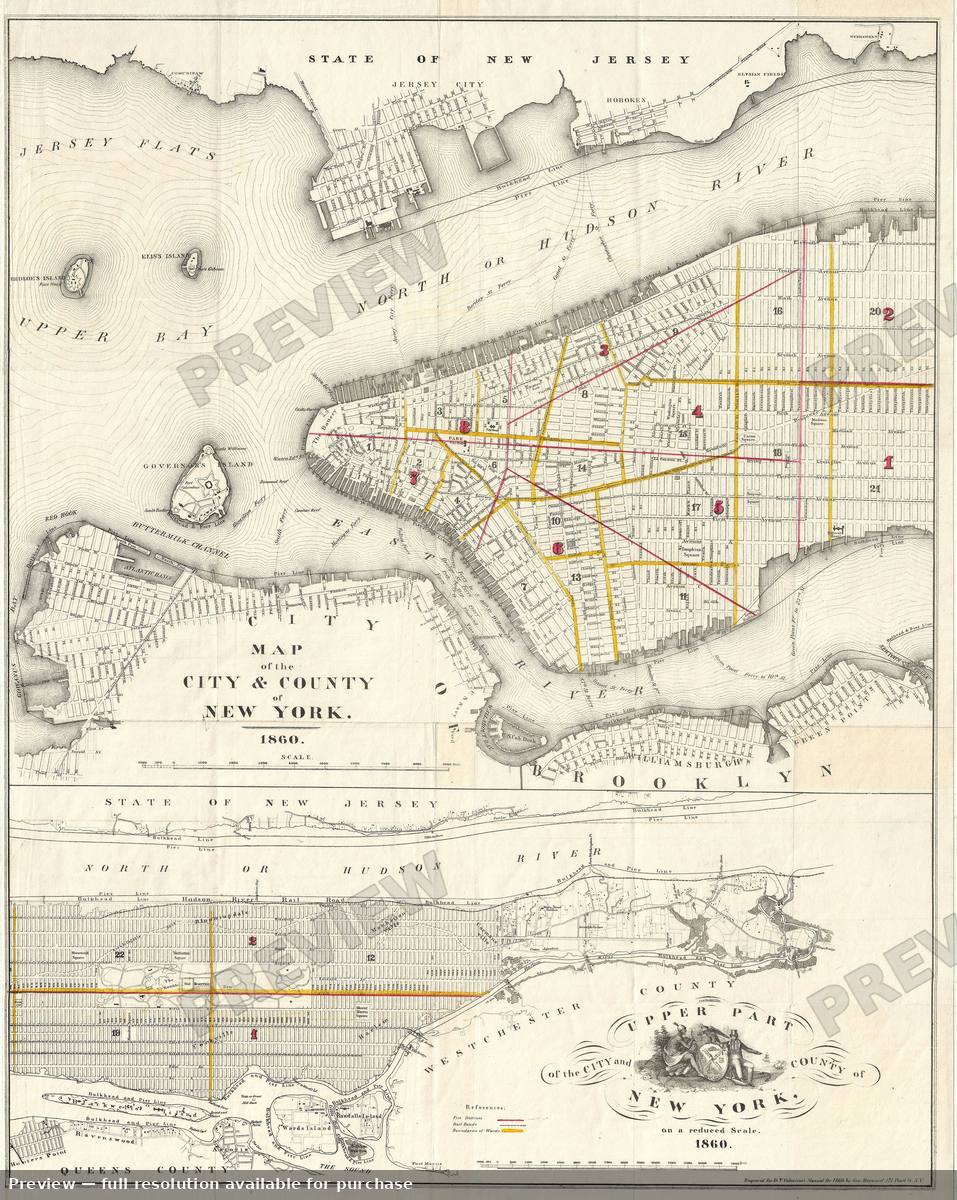 Antique map: New York City, 1860, 1860