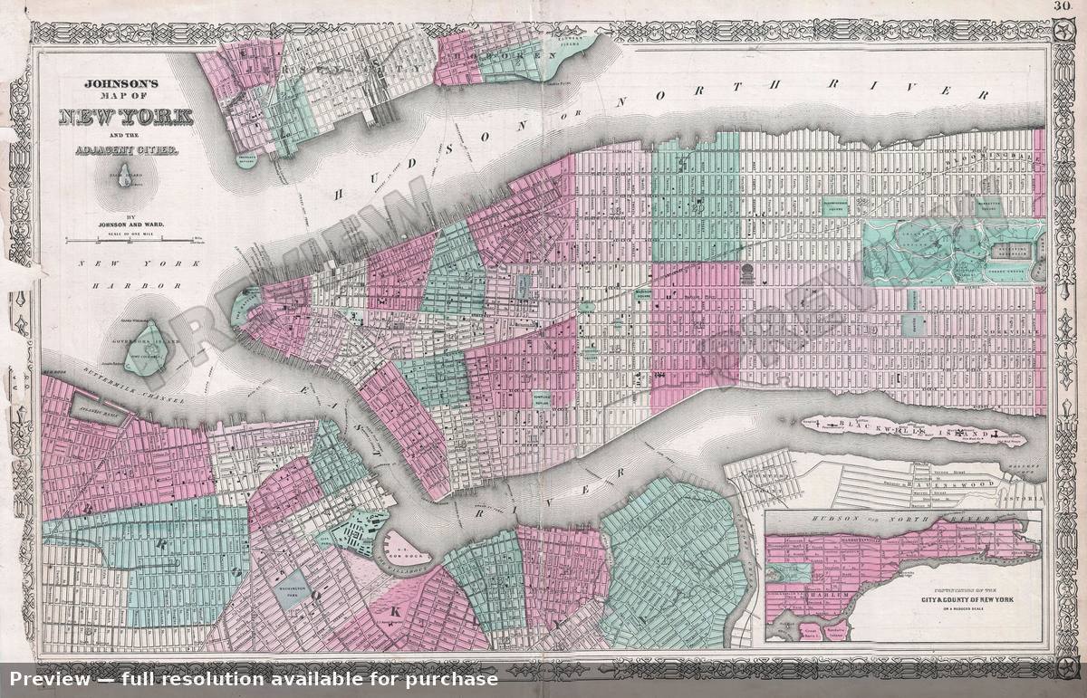 Antique map: New York City 2, 1865, 1865
