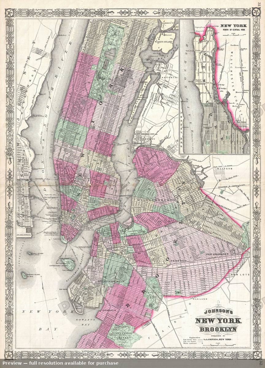 Antique map: New York City 2, 1866, 1866