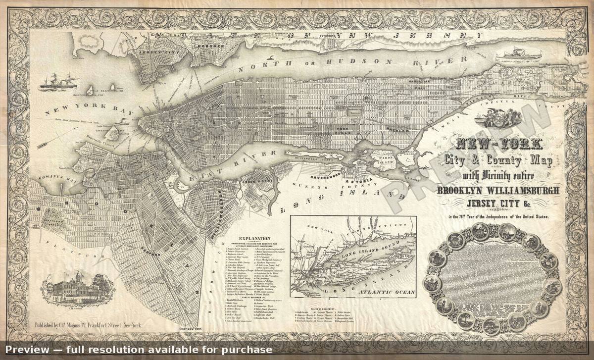 Antique map: New York City 2, 1855