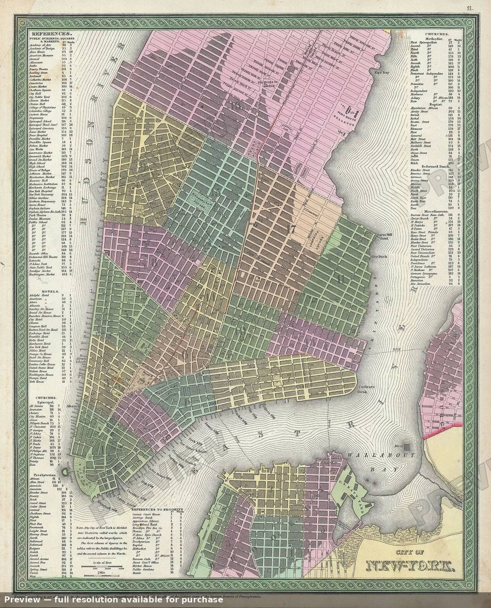 Antique map: New York City 2, 1854, 1854