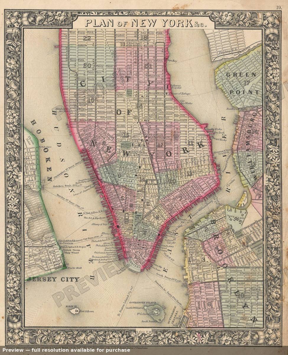 Antique map: New York City 2, 1864, 1864