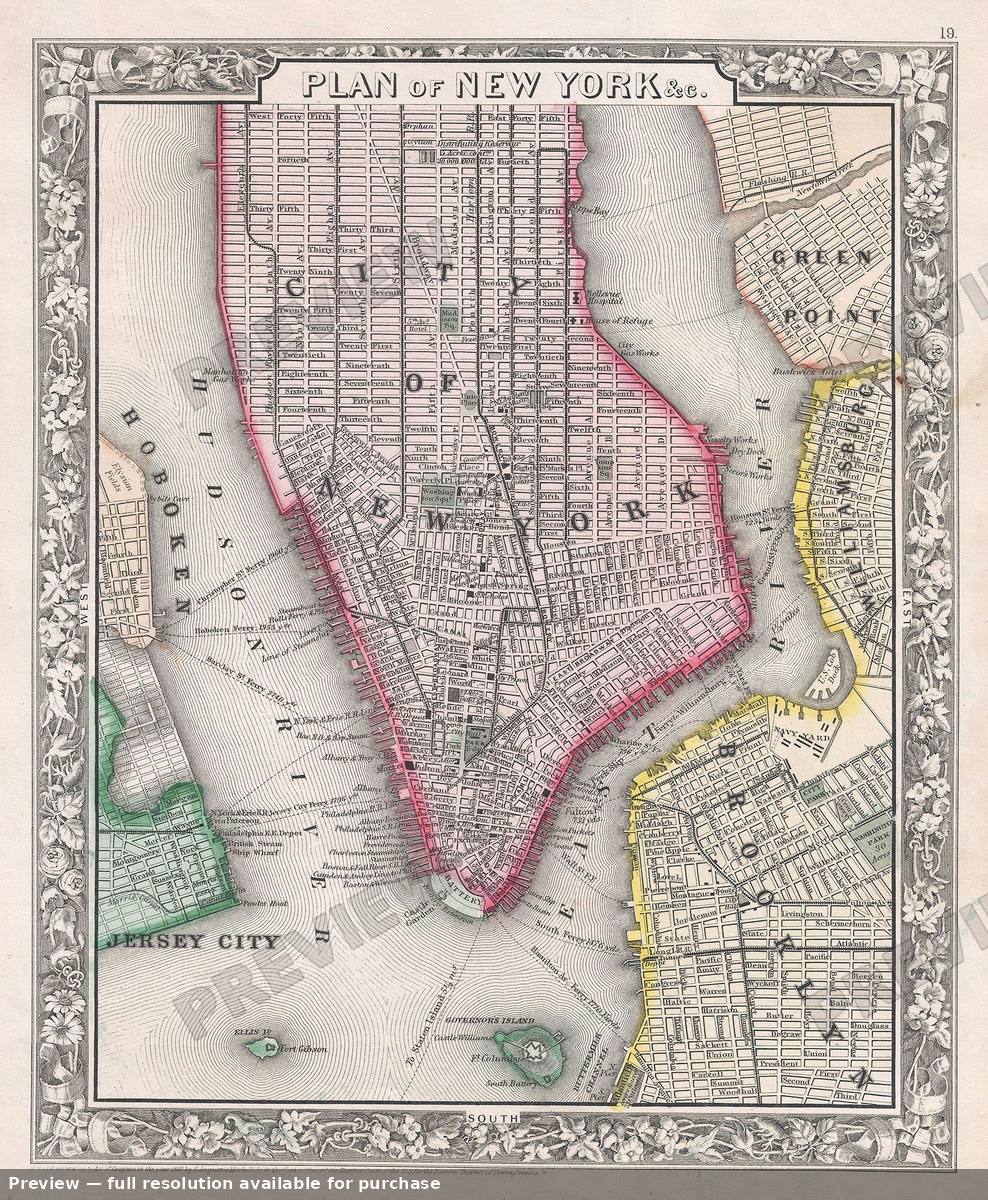 Antique map: New York City 2, 1866, 1866