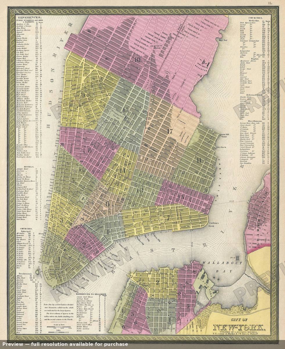Antique map: New York City 3, 1854, 1854