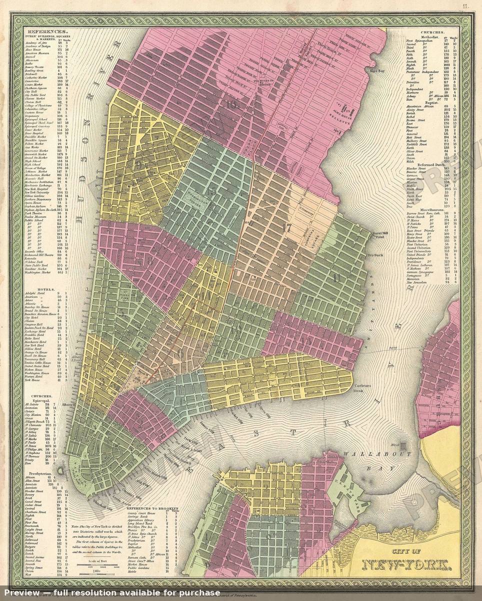 Antique map: New York City 6, 1854, 1854