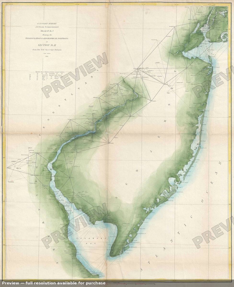 Antique map: New York City Cape Henlopen 4, 1851, 1851