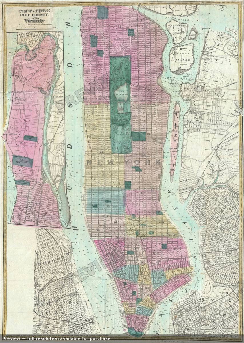 Antique map: New York City County, 1866, 1866