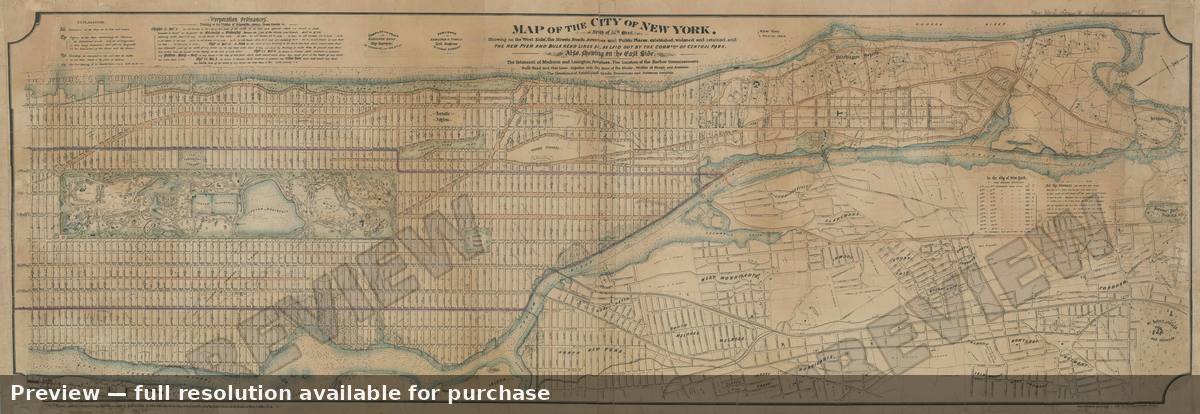 Antique map: New York City North, 1869, 1869