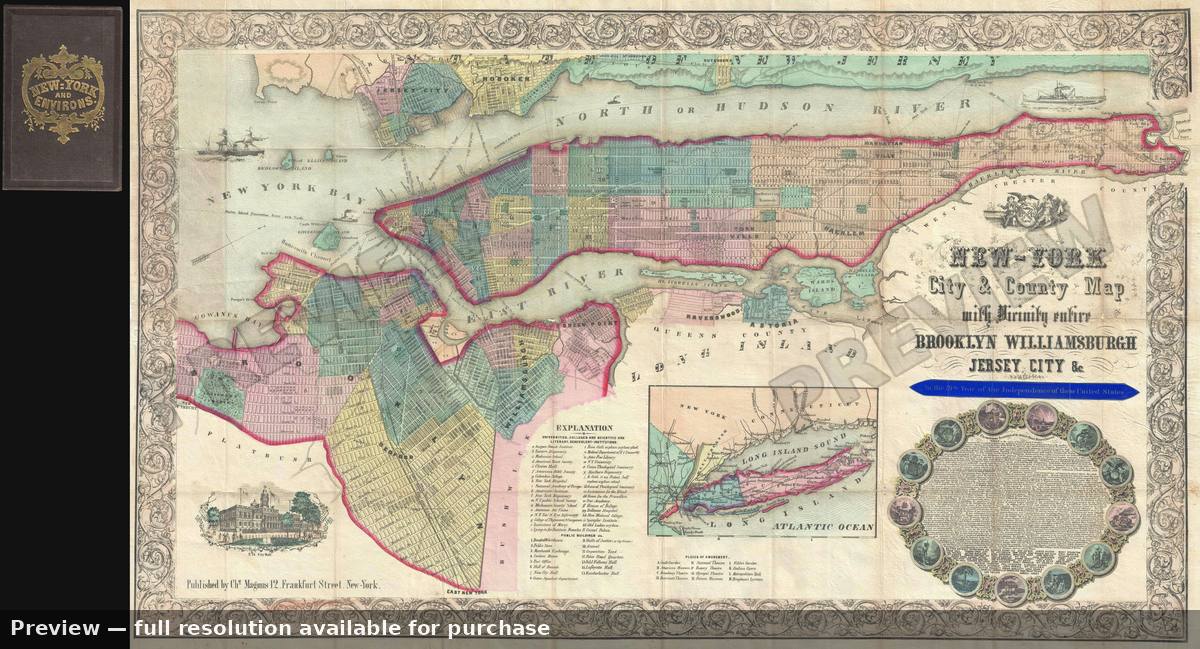 Antique map: New York City Pk, 1855