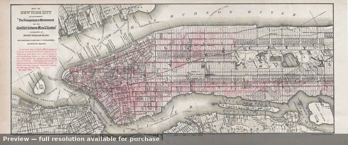 Antique map: New York City Temperance 2, 1888, 1888