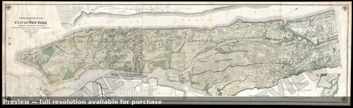 Antique map: New York City Waterways, 1874