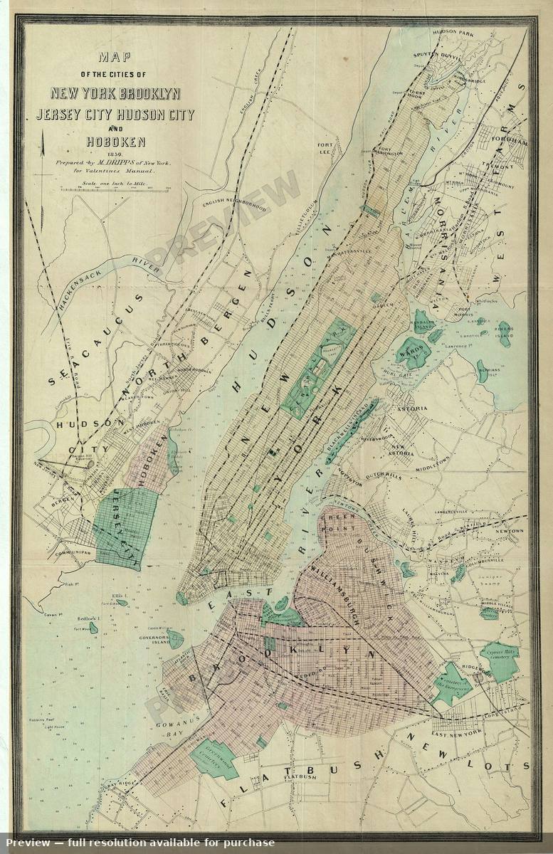Antique map: New York Five Cities, 1860, 1860