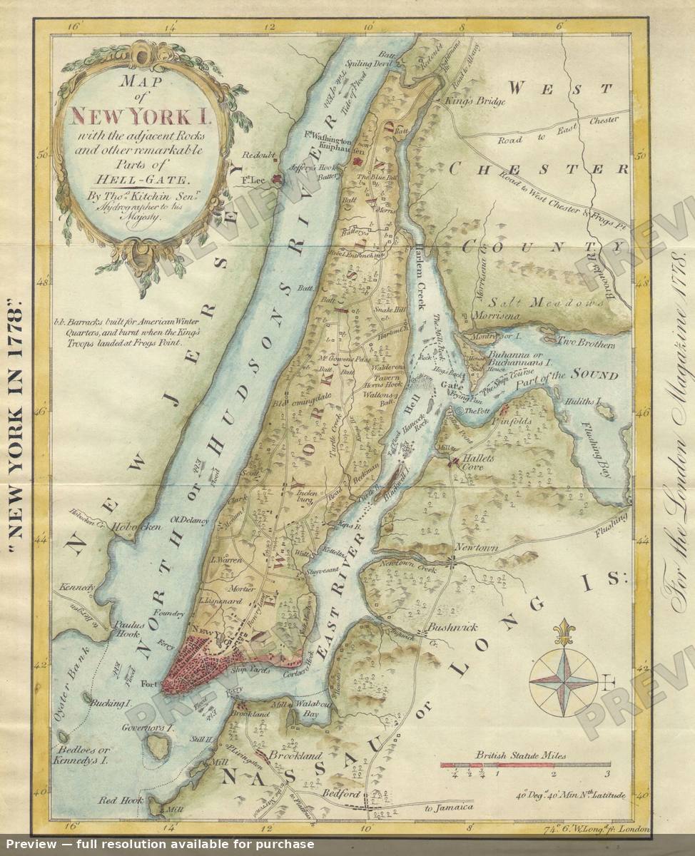 Antique map: New York Kitchin, 1869, 1869