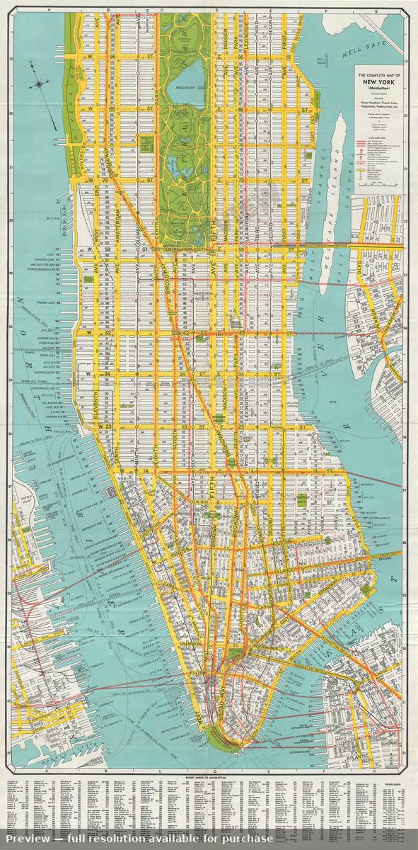 Antique map: New York Manhattan, 1940