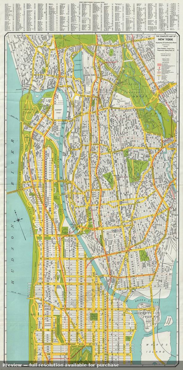 Antique map: New York Manhattan Bronx, 1940, 1940