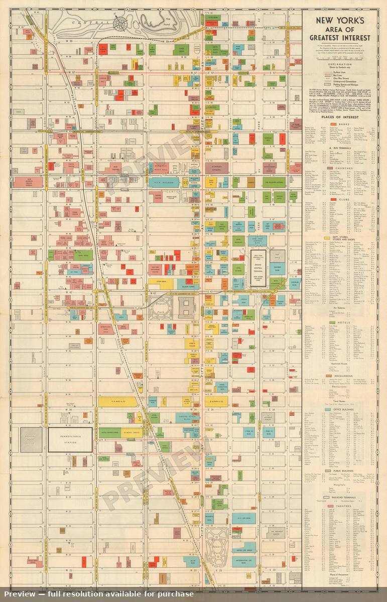 Antique map: New York Midtown, 1933, 1933