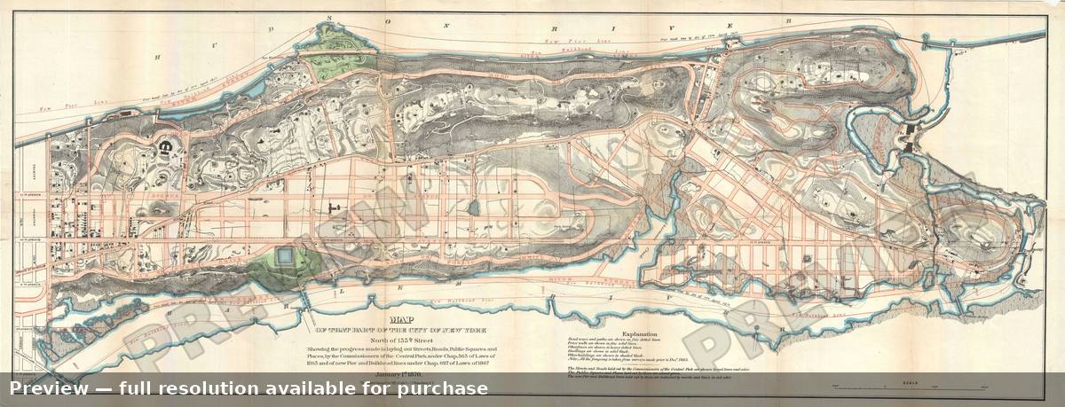 Antique map: New York North, 1870