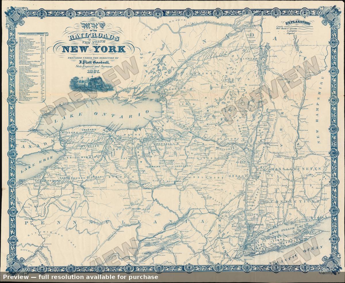 Antique map: New York Railroads, 1867, 1867