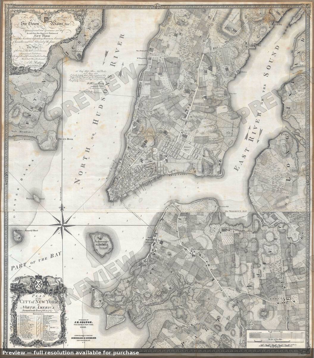 Antique map: New York Ratzen, 1853, 1853