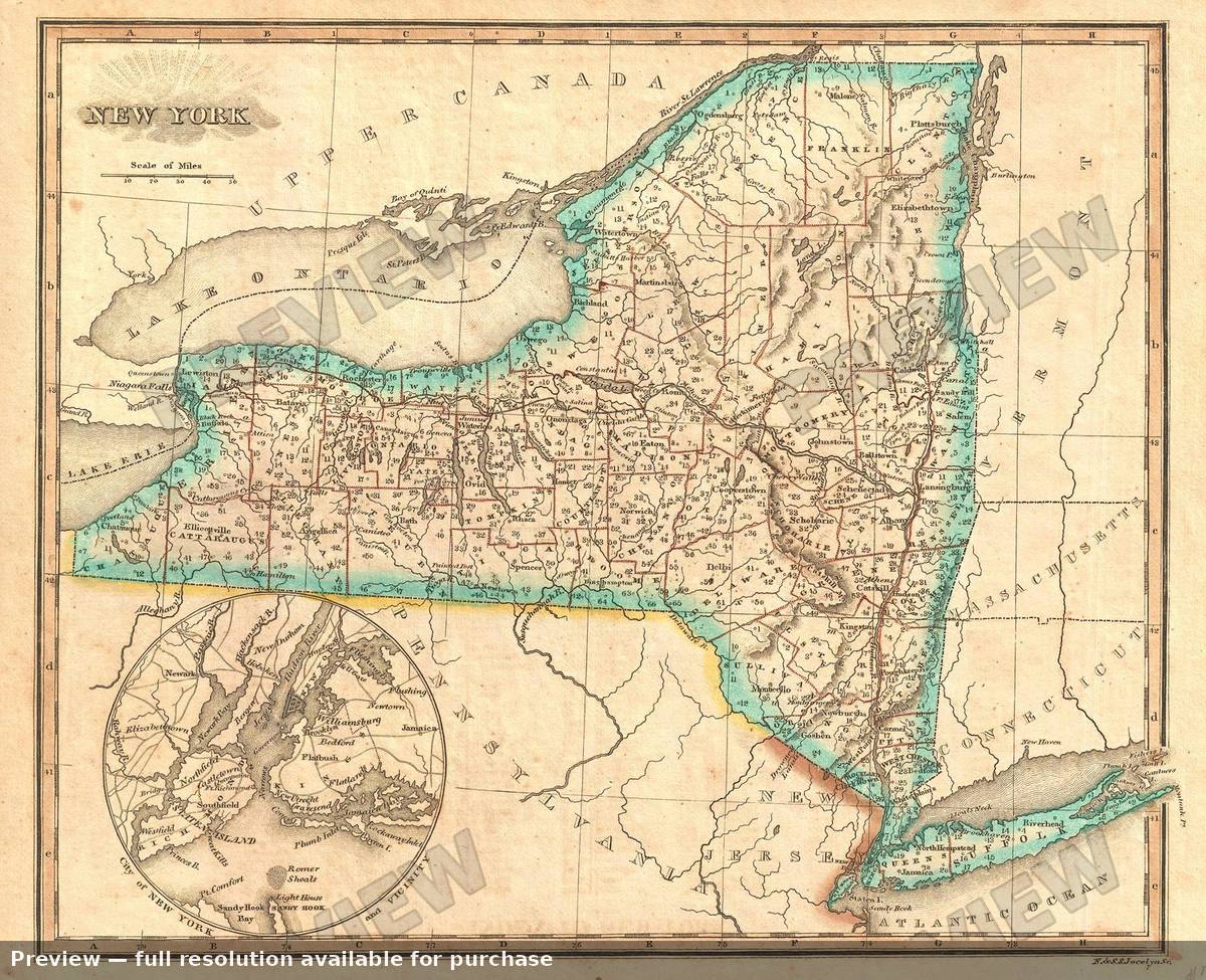 Antique map: New York State, 1823, 1823