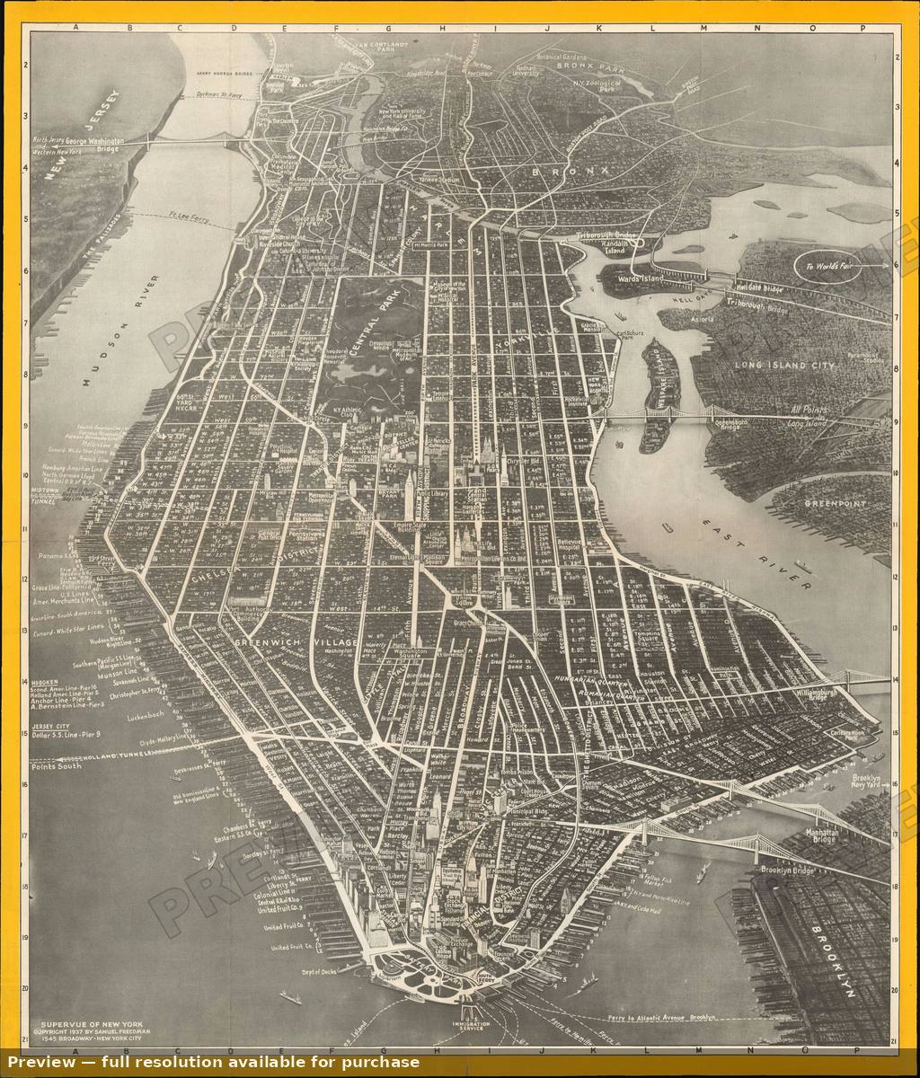 Antique map: New York Superview, 1937, 1937