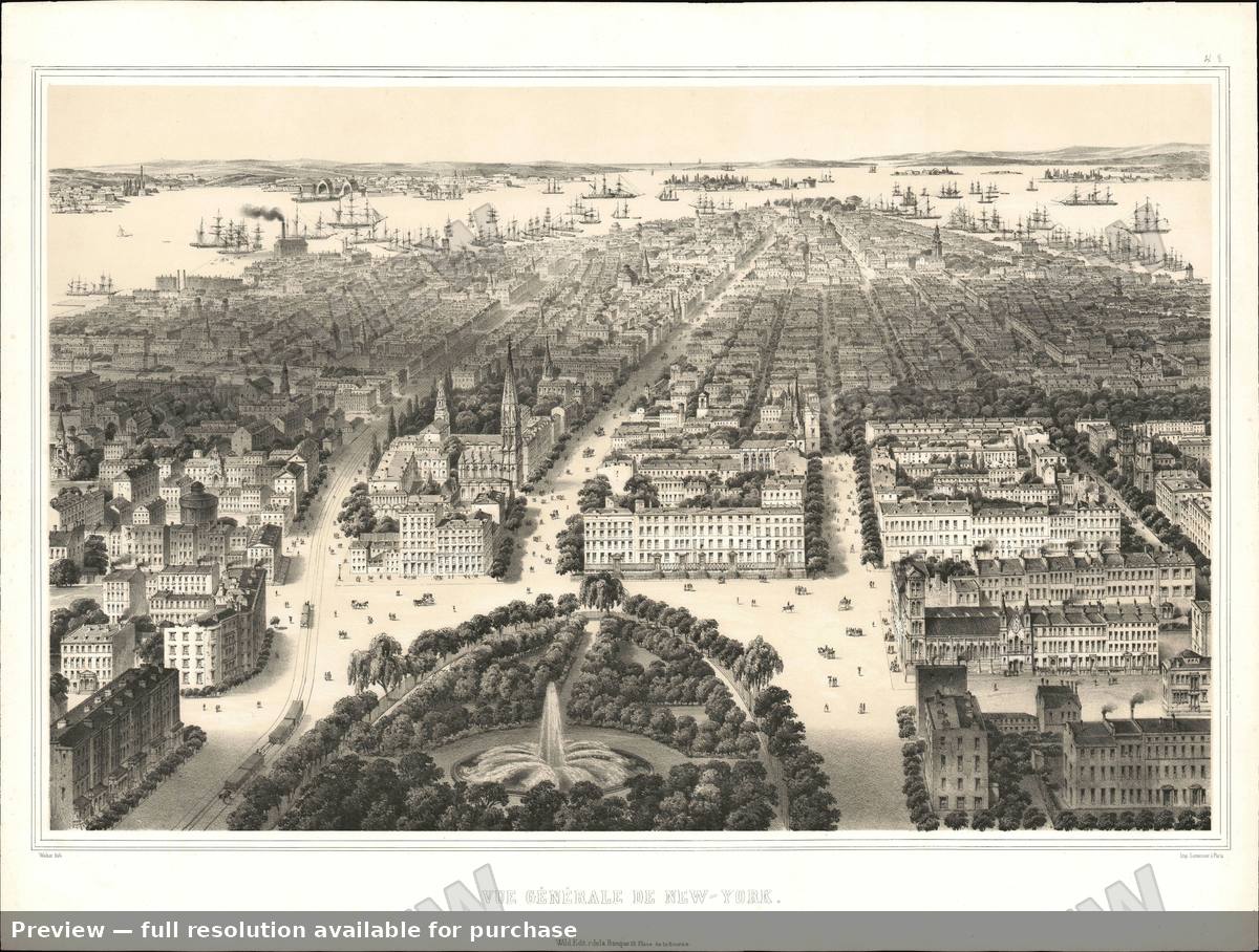 Antique map: New York Union Square, 1854, 1854
