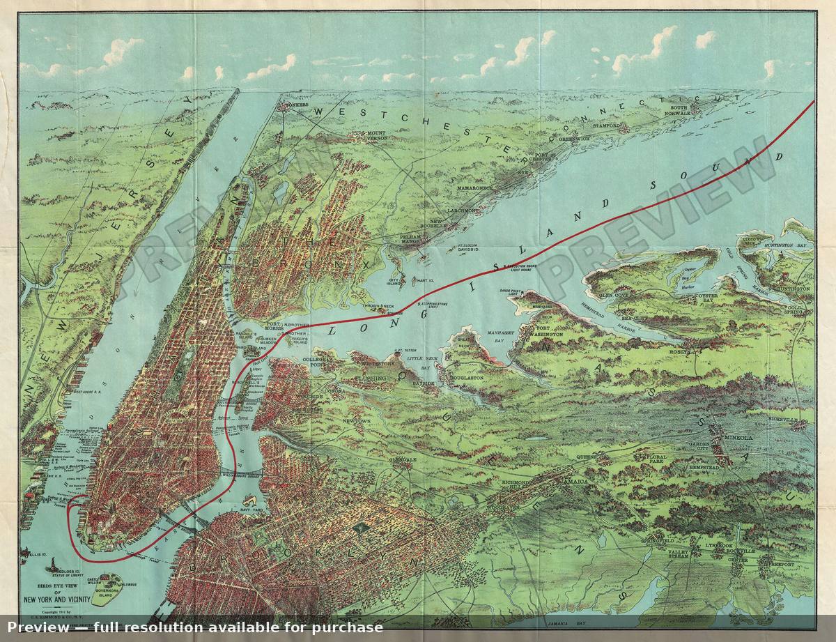 Antique map: New York View, 1912, 1912