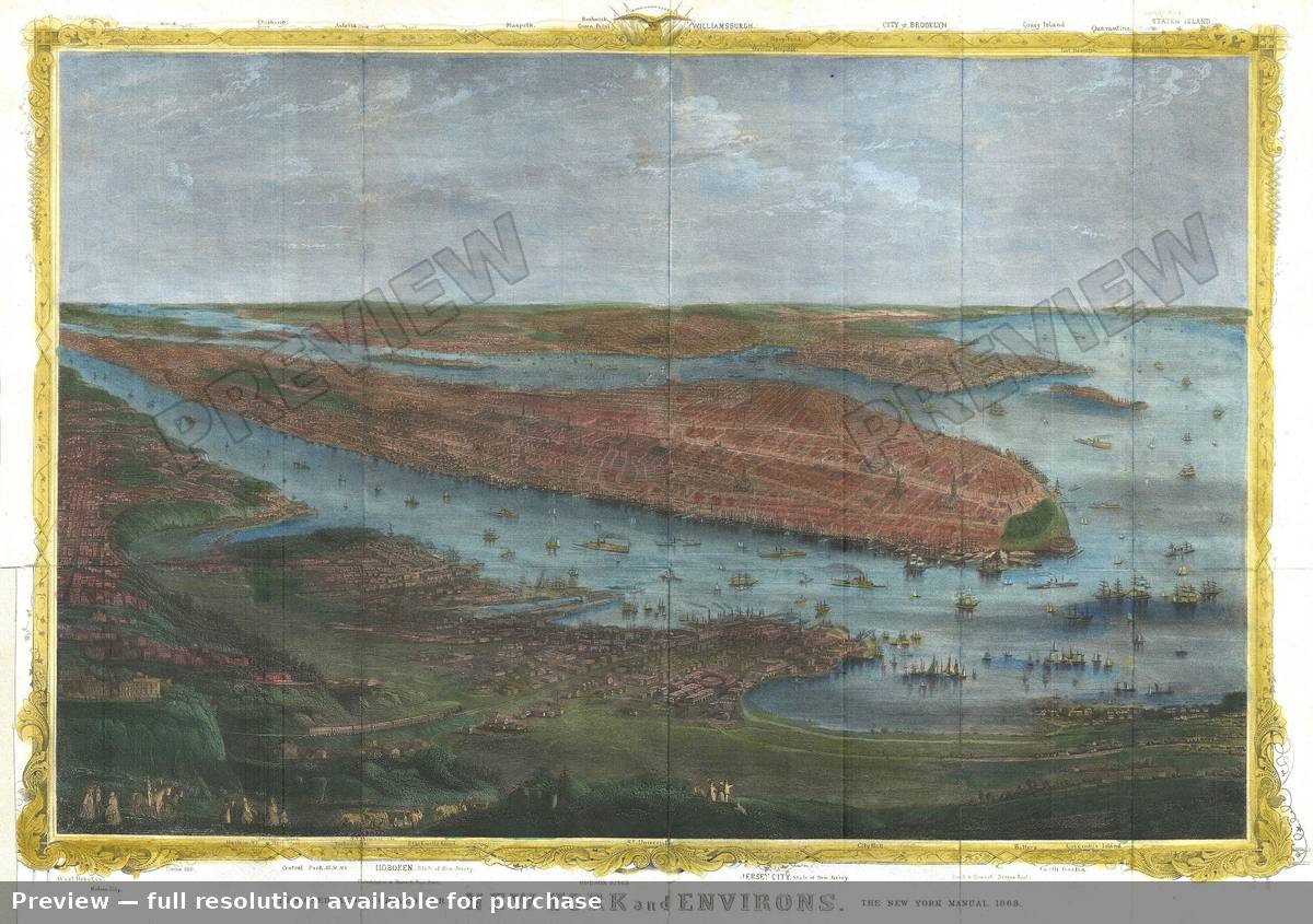 Antique map: New York View 2, 1868, 1868