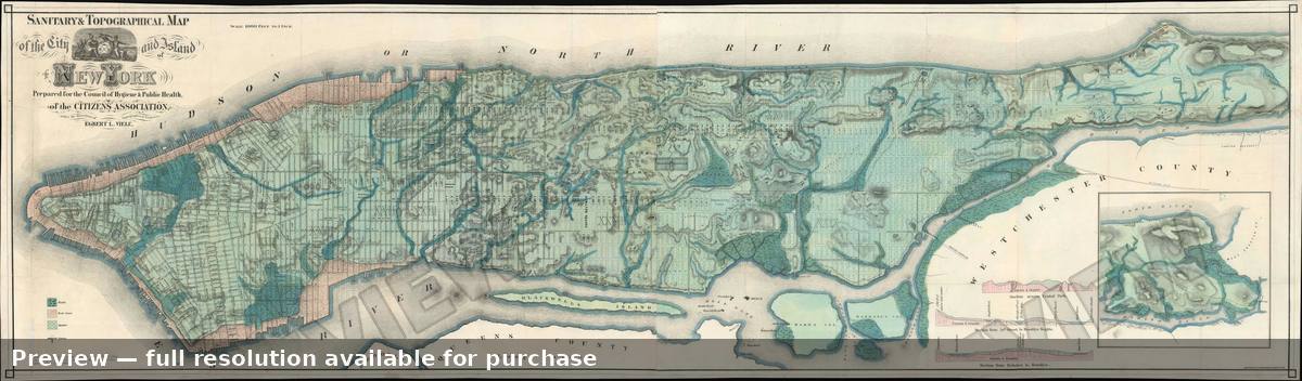 Antique map: New York Waterways, 1865