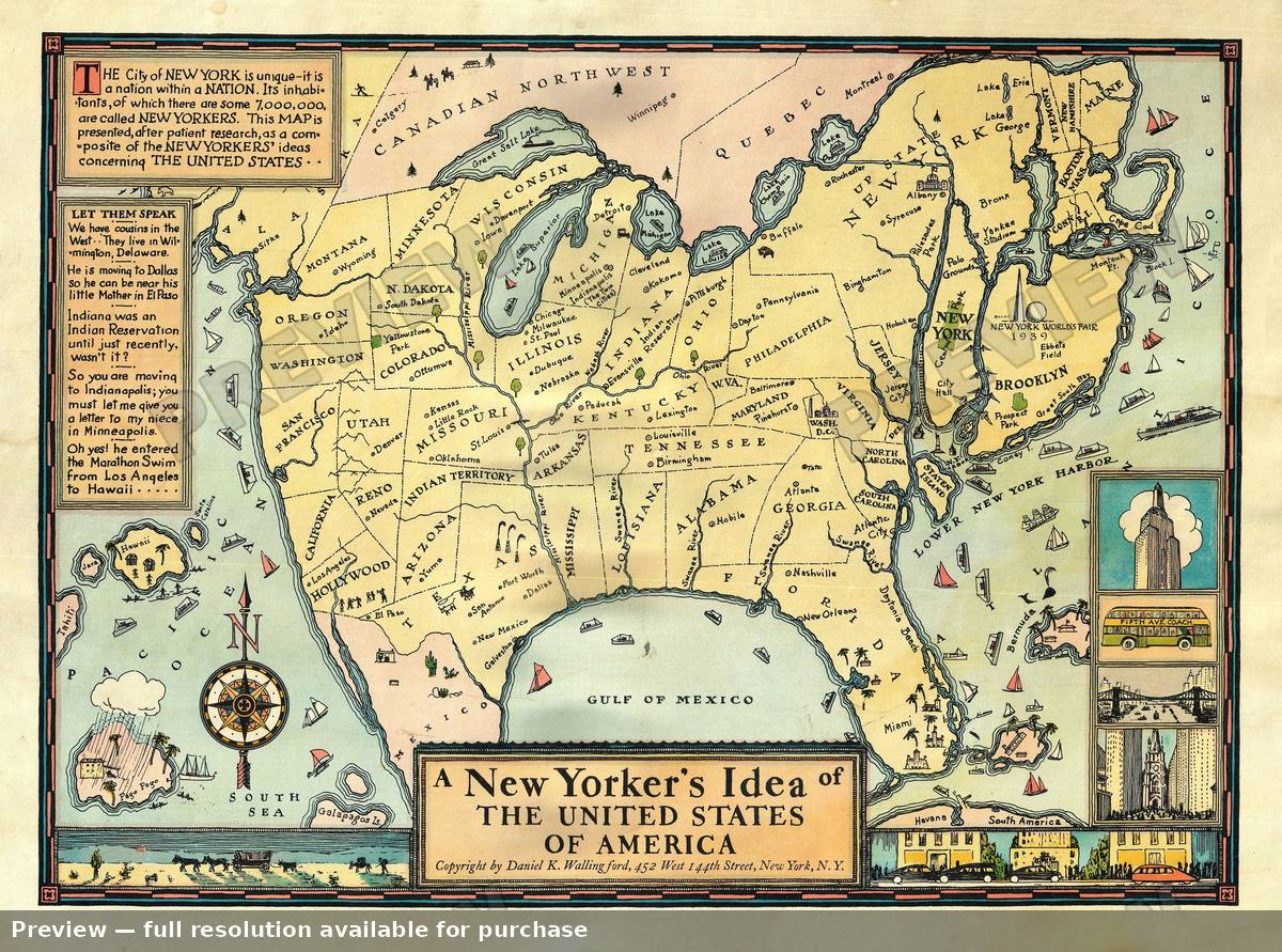 Antique map: New Yorker, 1939, 1939
