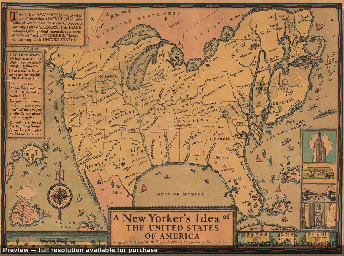 Antique map: New Yorker 2, 1939