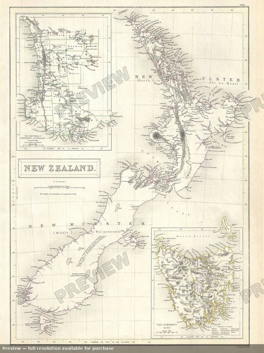 Antique map: New Zealand, 1844, 1844