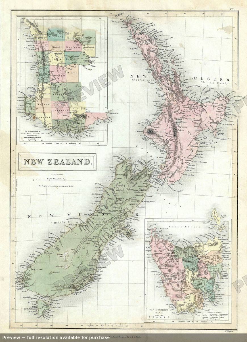 Antique map: New Zealand, 1851