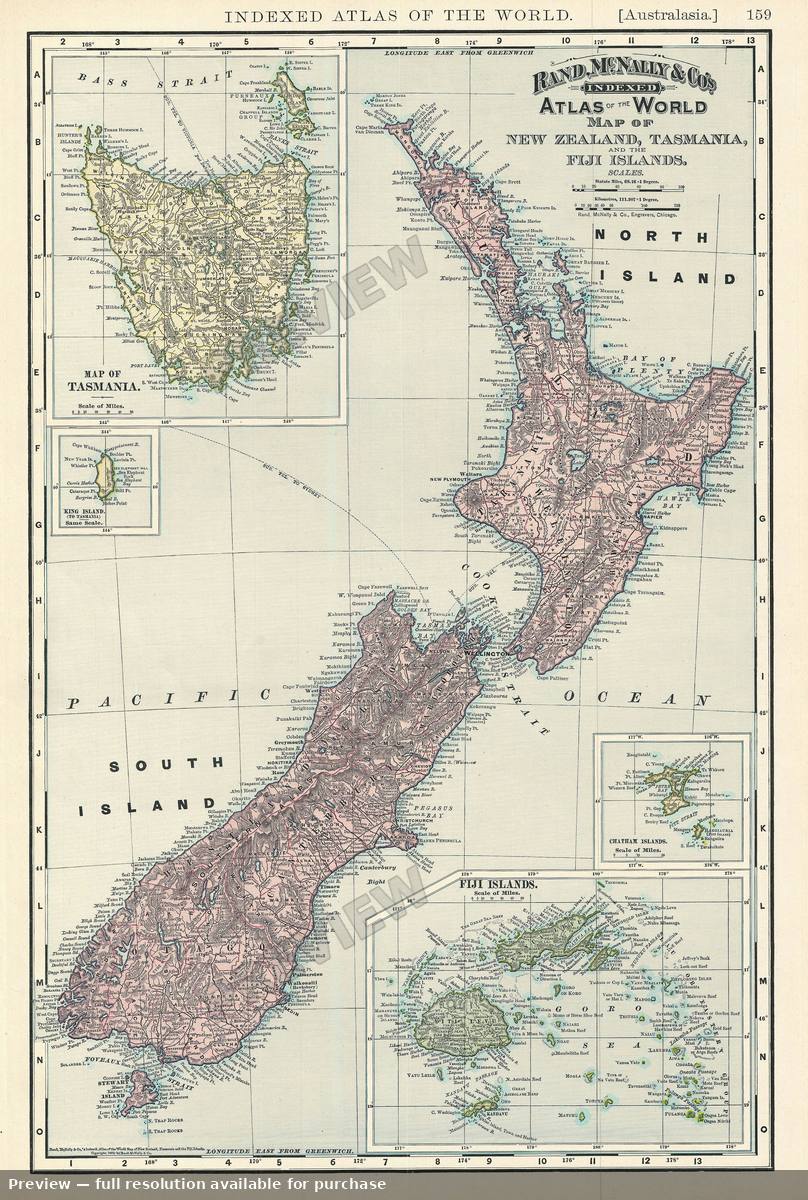 Antique map: New Zealand, 1895