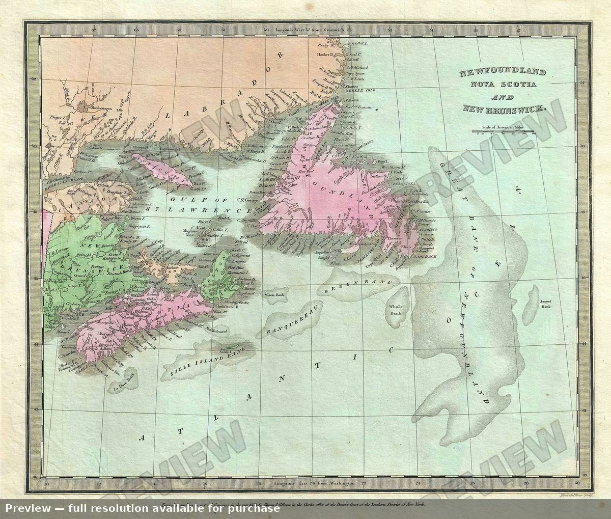 Antique map: Newfoundland, 1835