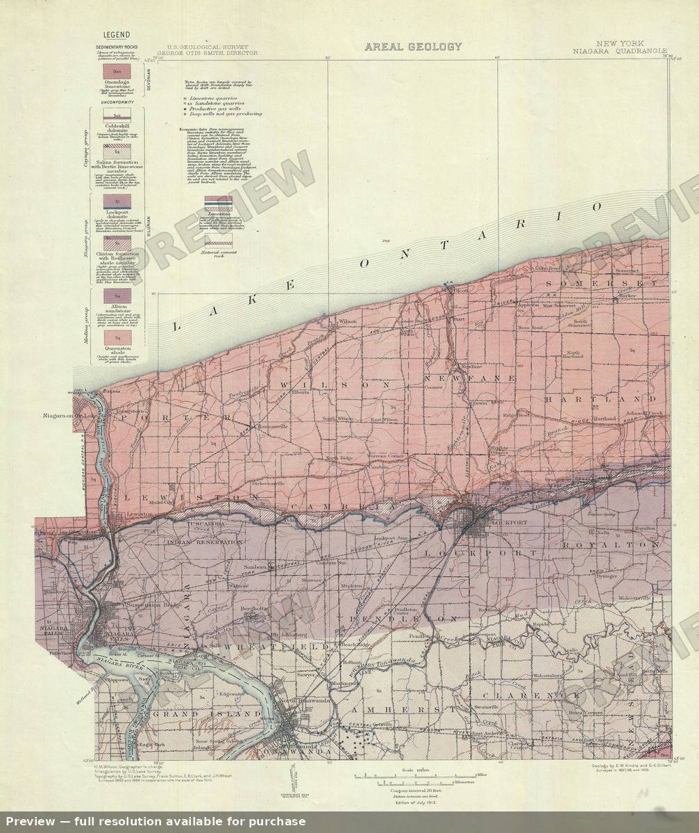 Antique map: Niagara Areal Geo, 1913