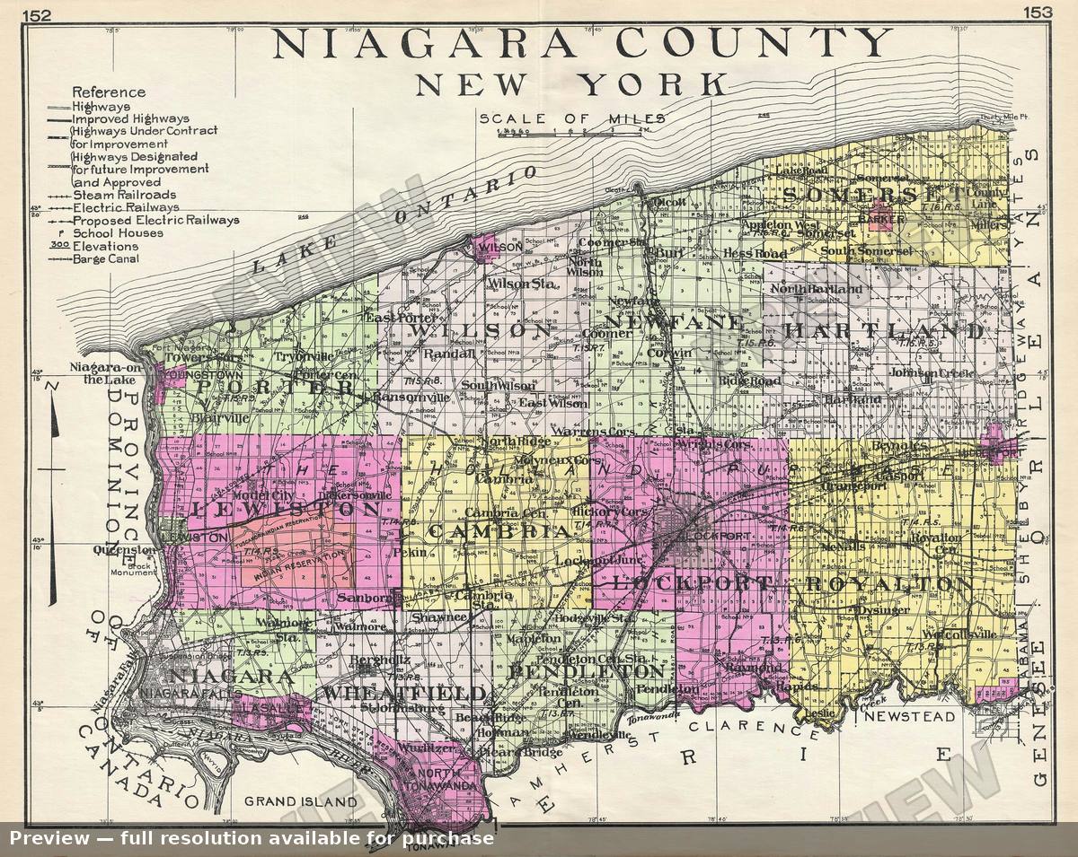 Antique map: Niagara County NY, 1912