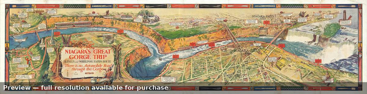Antique map: Niagara Great Gorge, 1930, 1930