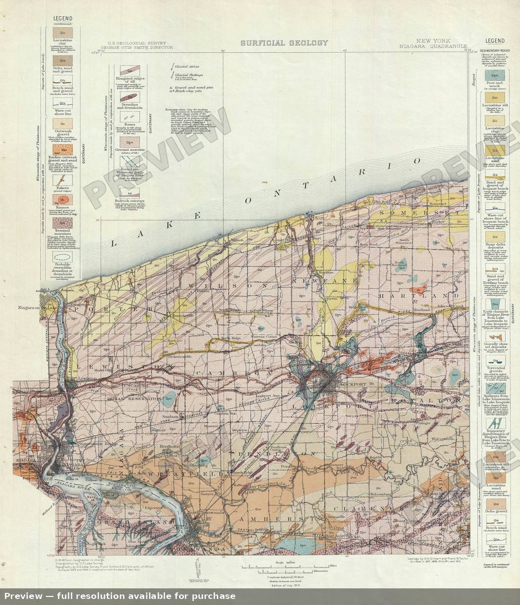 Antique map: Niagara Surficial Geo, 1913