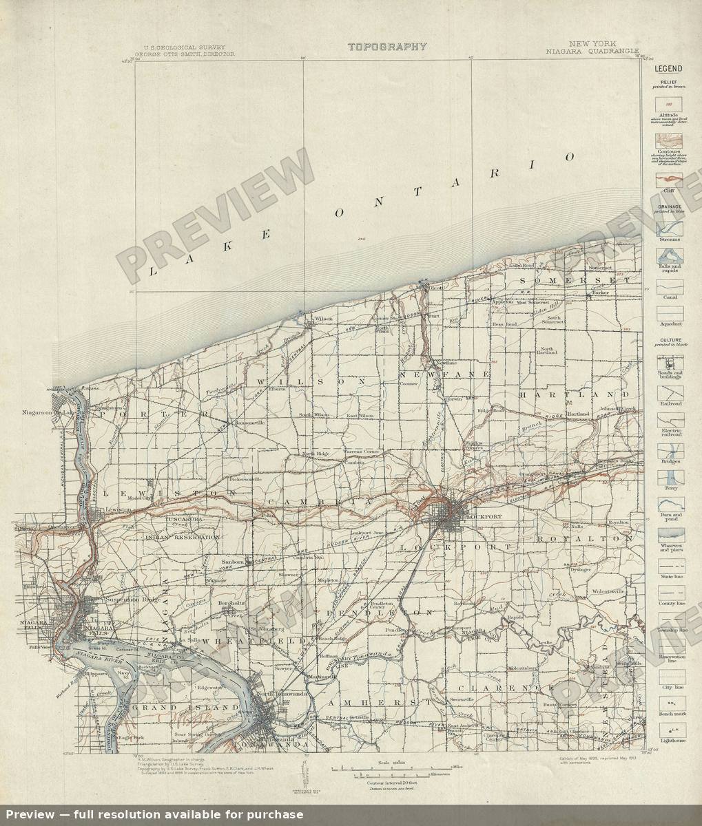Antique map: Niagara Topo, 1913