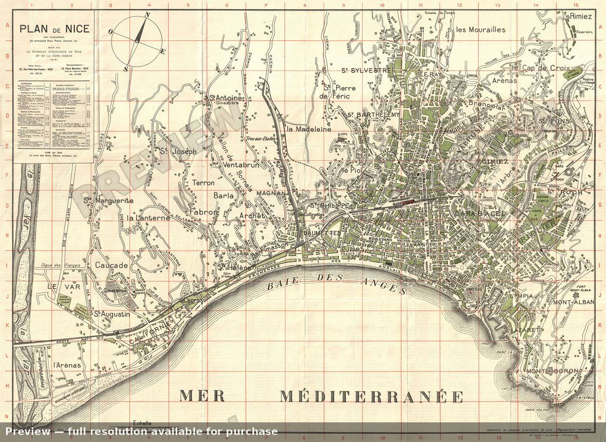 Antique map: Nice, 1920
