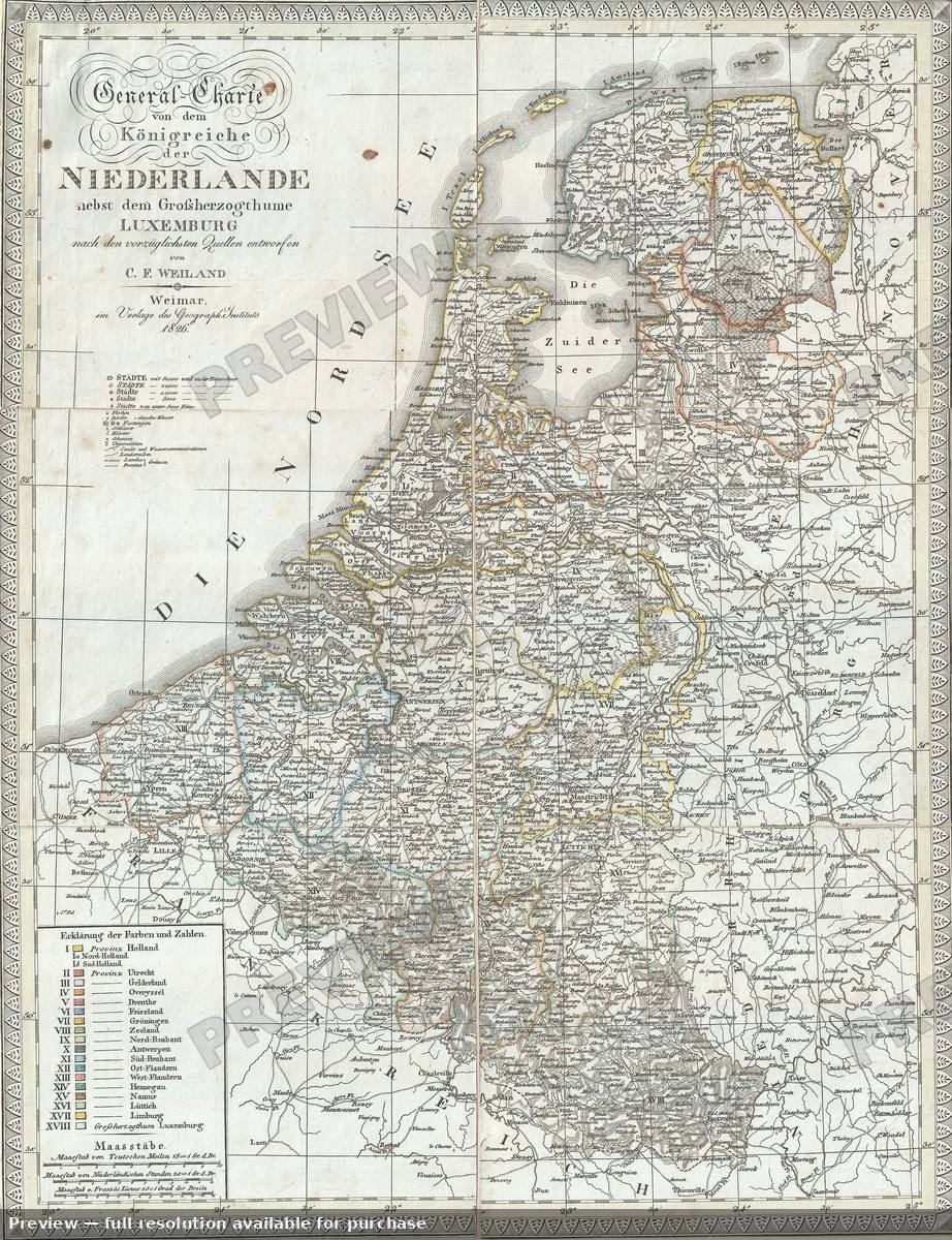 Antique map: Niederlande, 1826, 1826