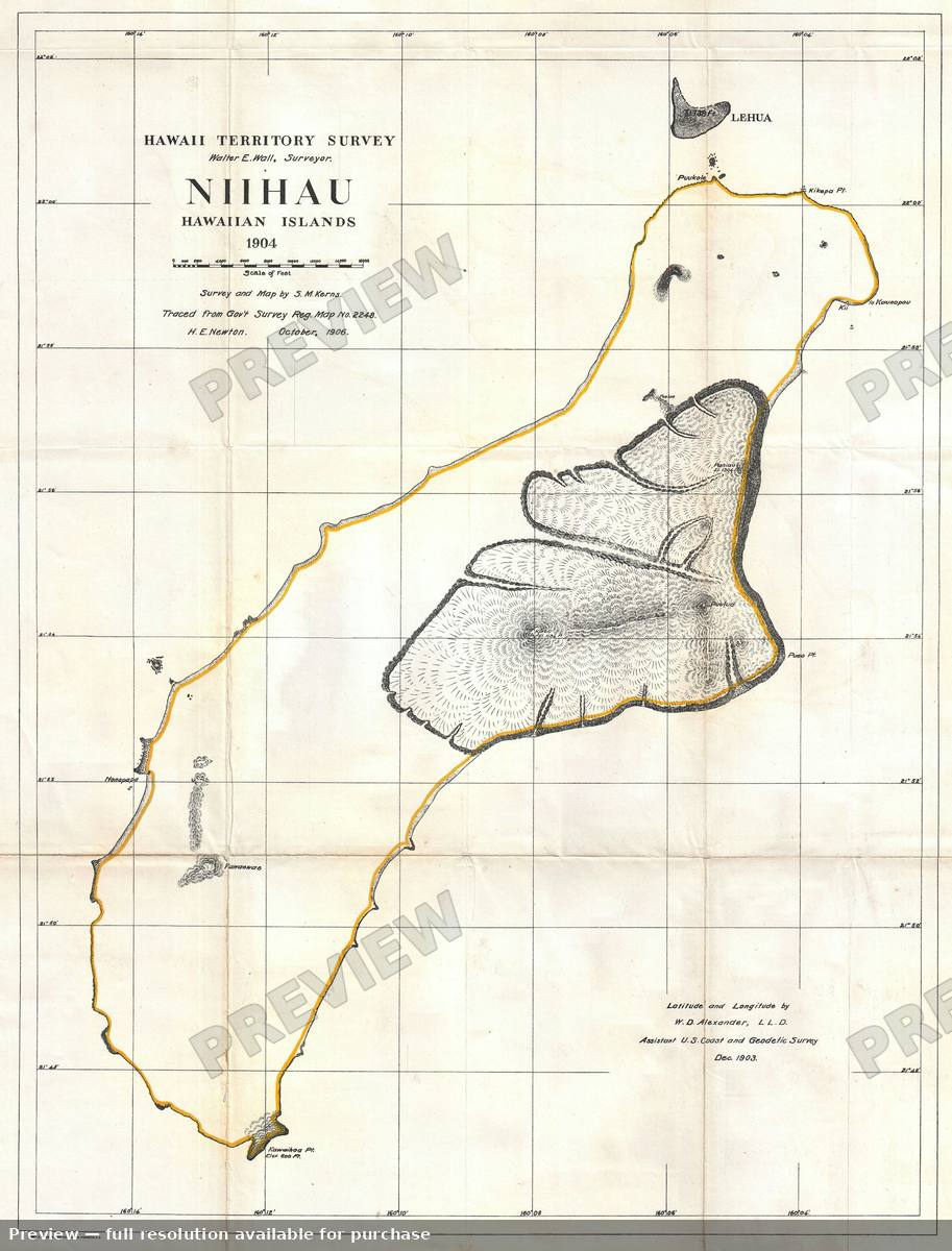 Antique map: Niihau, 1904