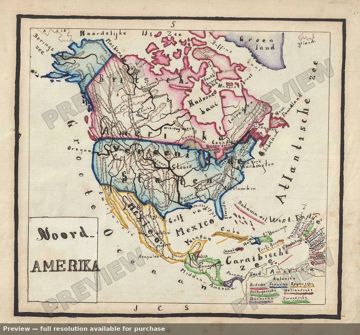 Antique map: Noord Amerika, 1871, 1871