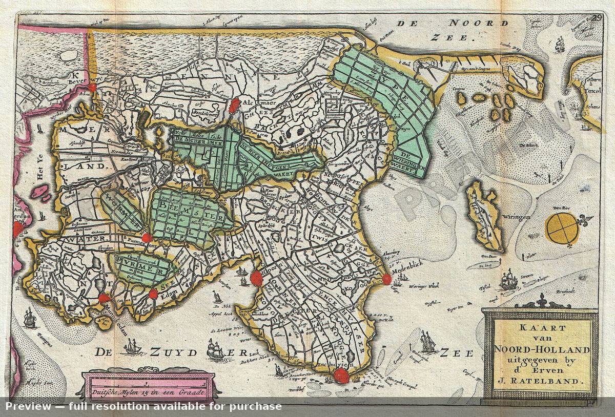Antique map: Noord Holland, 1747