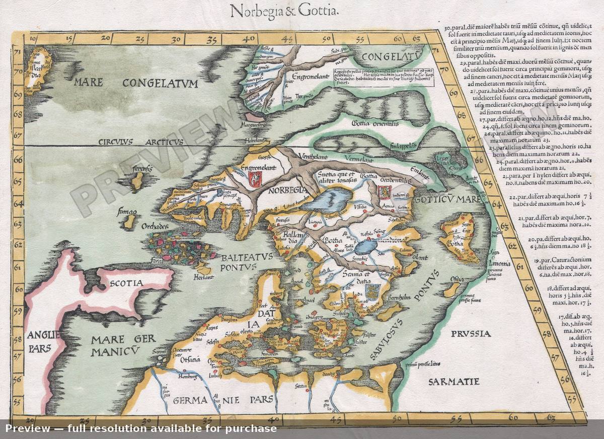 Antique map: Norbegia Gottia, 1541