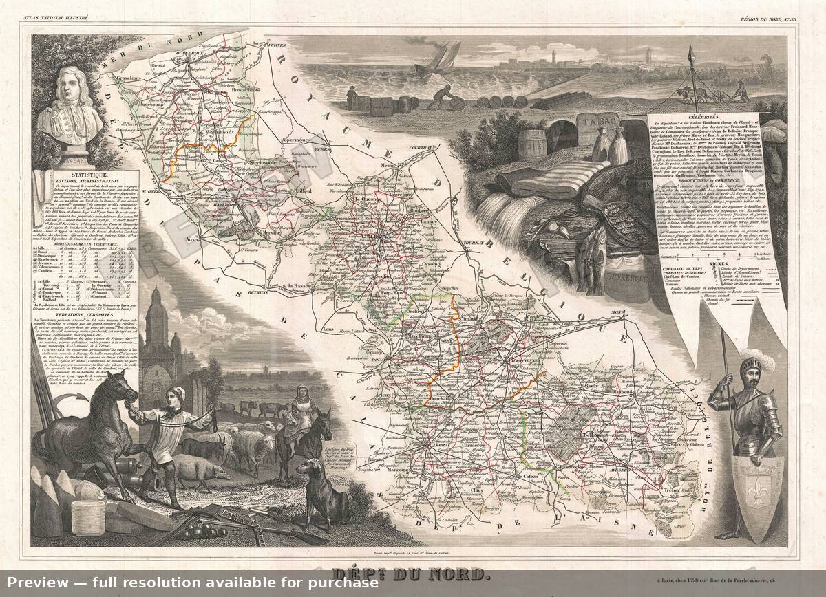 Antique map: Nord, 1852, 1852